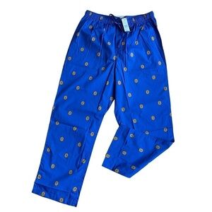 Brooks Brothers Mens Medium Blue logo Sleep Lounge cotton Pajama Pants NWT